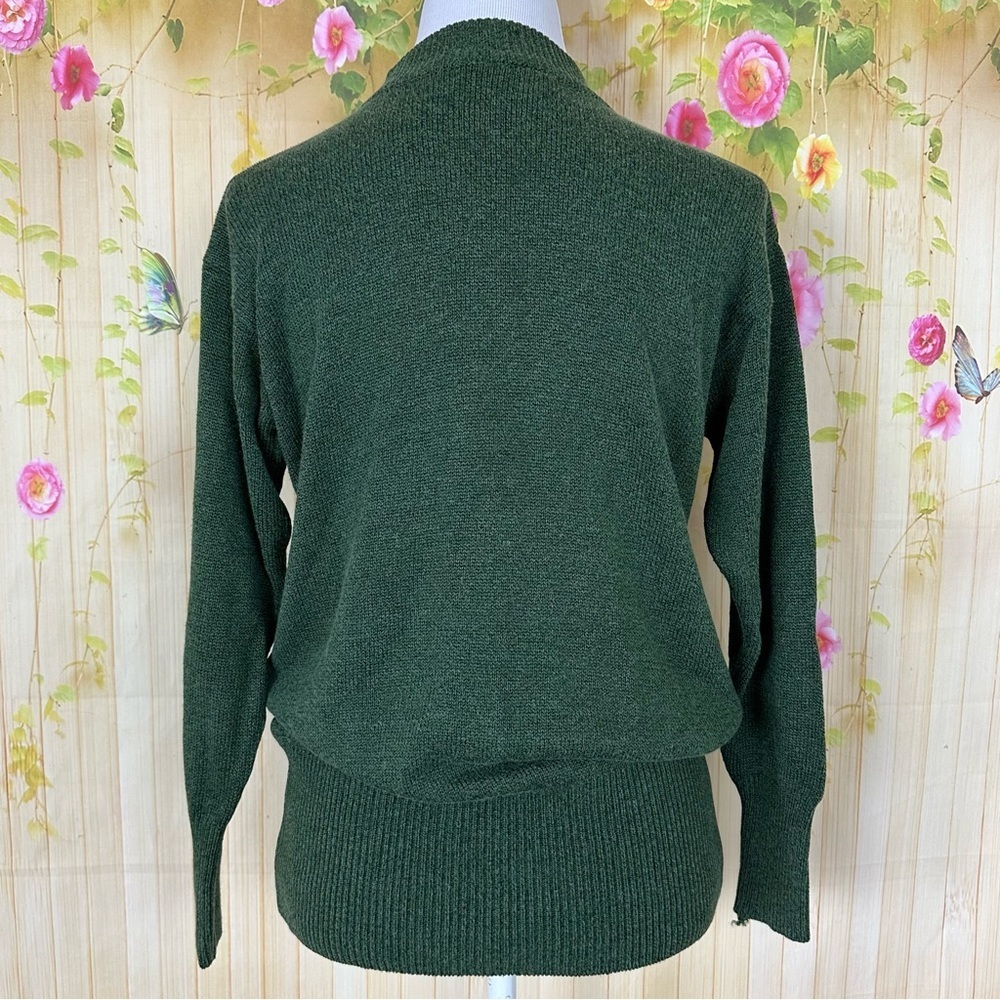 LIZ CLAIBORNE Vintage Green Paisley Sweater Size S - Picture 2 of 10